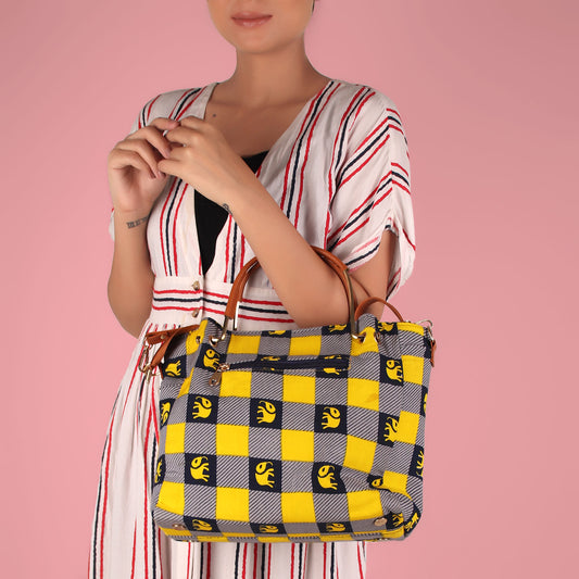 Tote Bag,The Bishop chequered Fabric Tote Bag - Cippele Multi Store