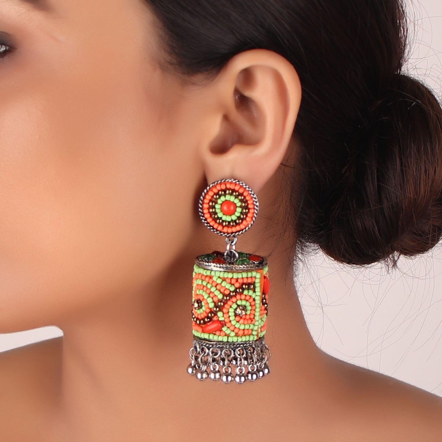 Earrings,The Sea Bed Earrings in Orange and Green - Cippele Multi Store