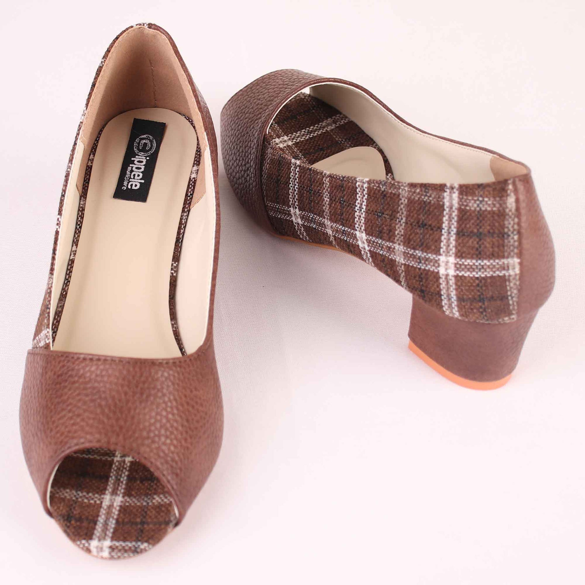 Foot Wear,The Classy Checks Block Heels - Cippele Multi Store