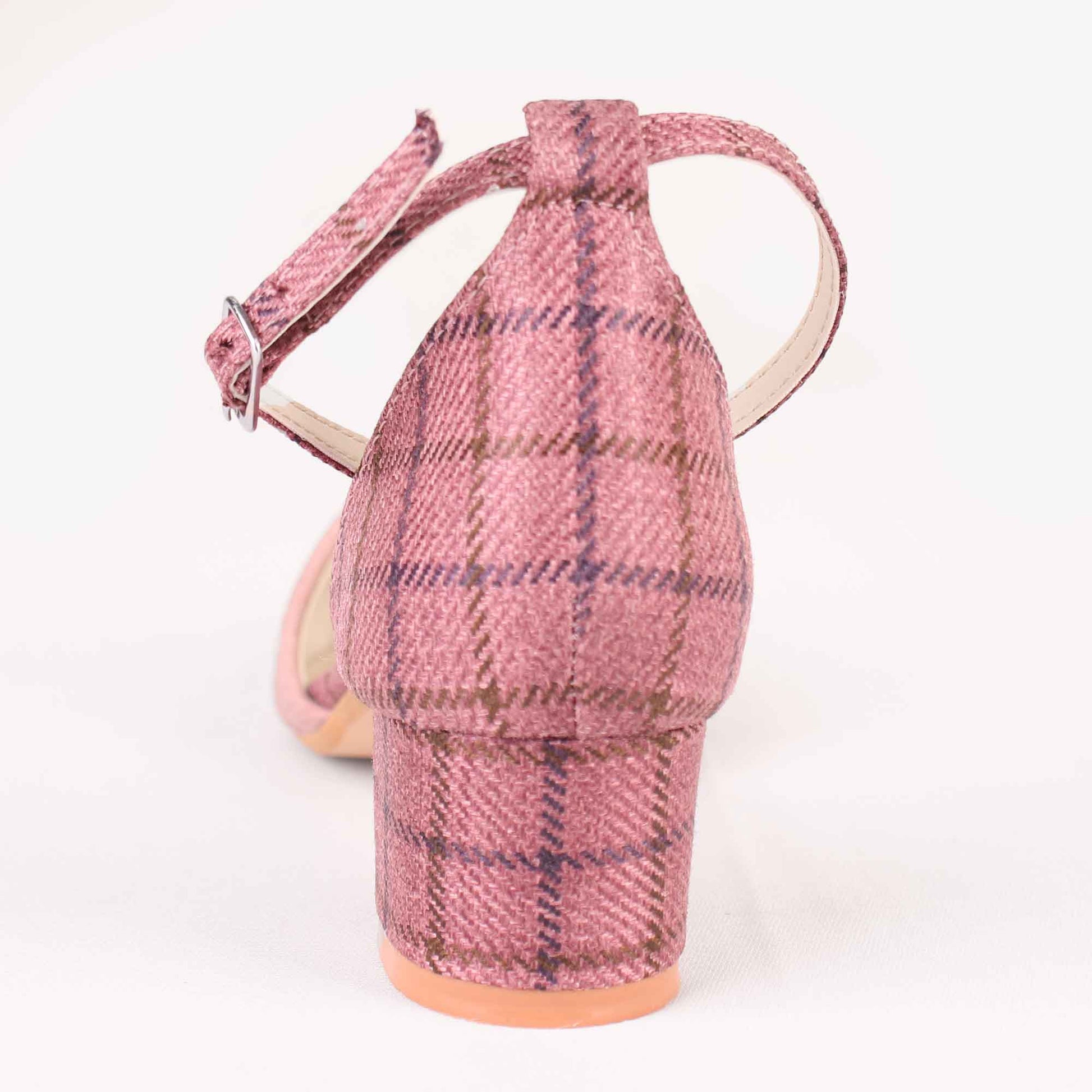 Foot Wear,The Interweave Checked Pink Block Heels - Cippele Multi Store