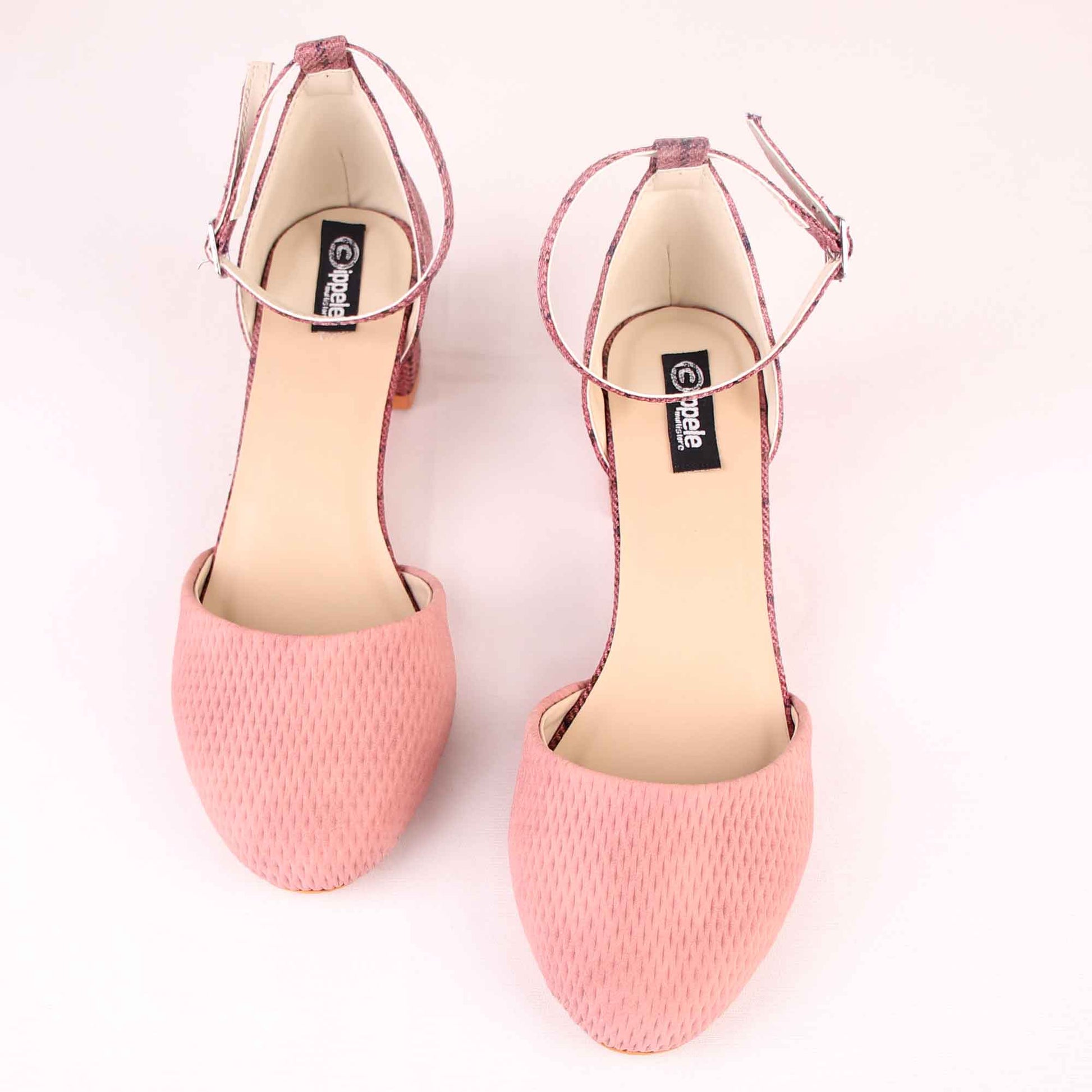 Foot Wear,The Interweave Checked Pink Block Heels - Cippele Multi Store