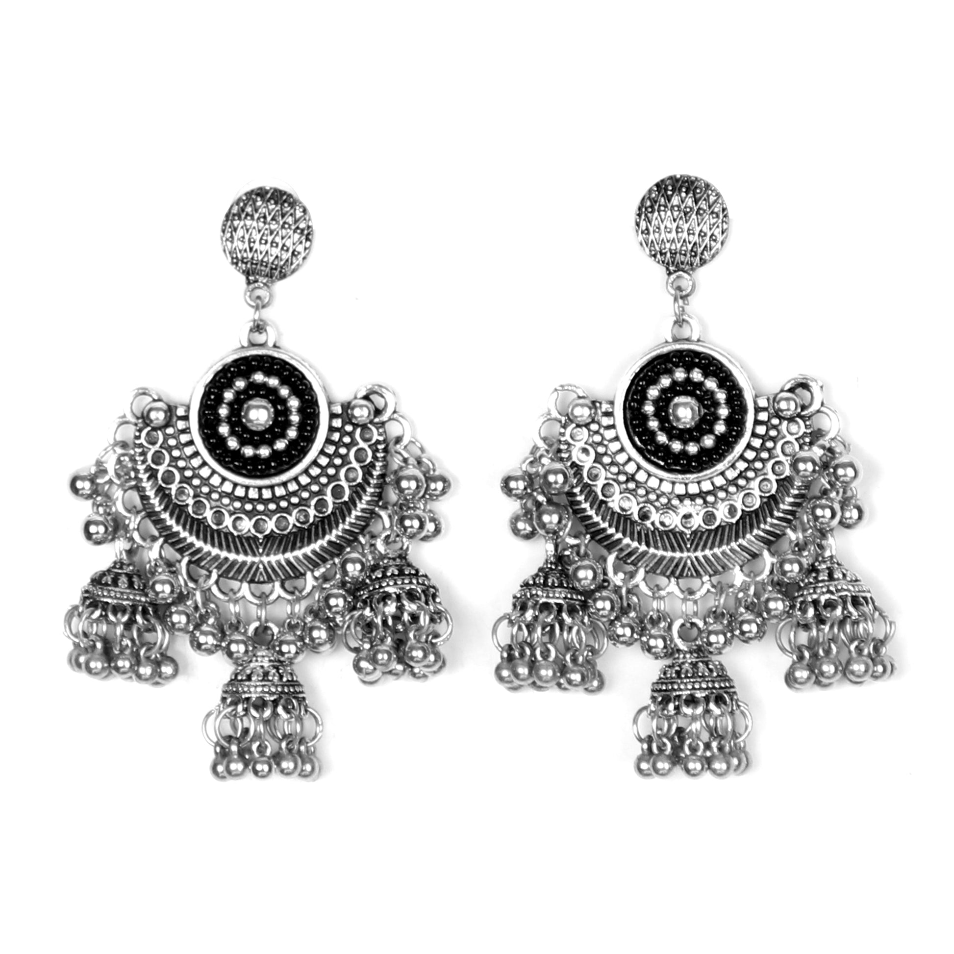Earrings,Oxidized Triple Jhoomer Earrings - Cippele Multi Store