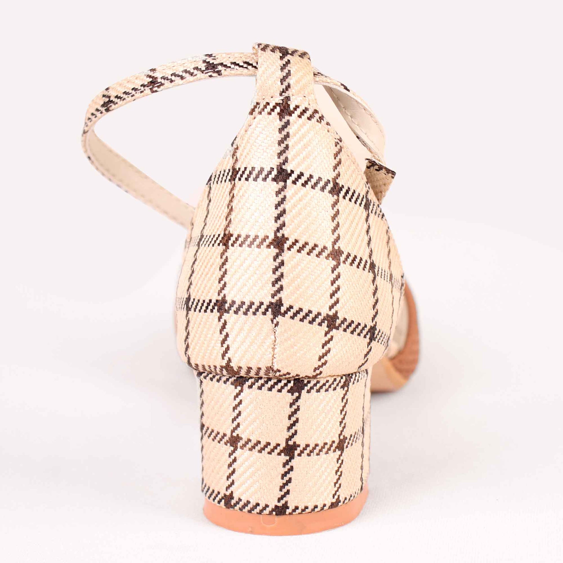 Foot Wear,The Interweave Checked Tan Block Heels - Cippele Multi Store