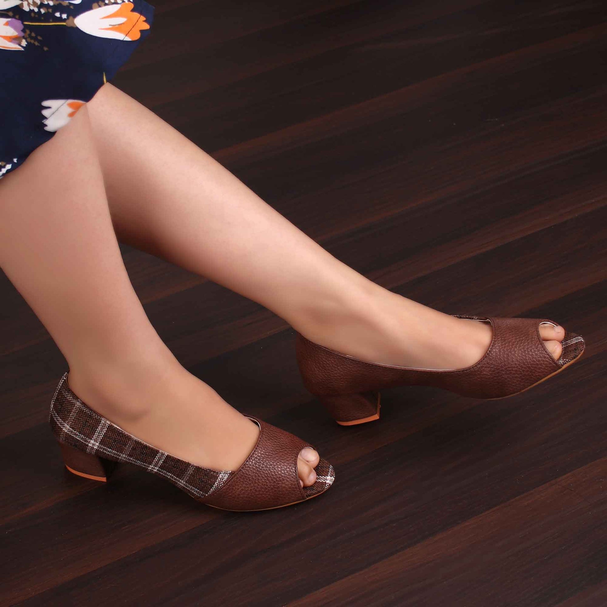 Foot Wear,The Classy Checks Block Heels - Cippele Multi Store