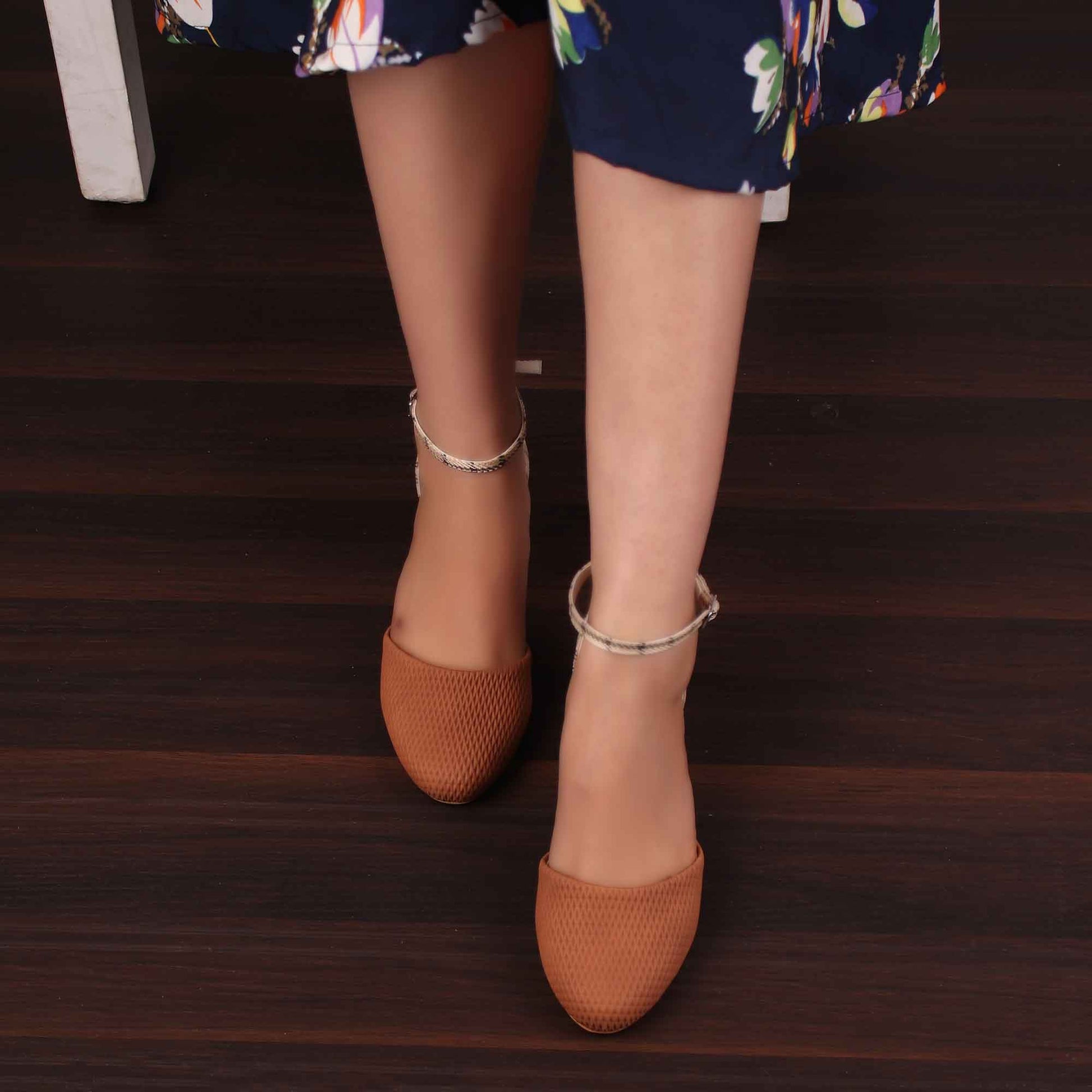 Foot Wear,The Interweave Checked Tan Block Heels - Cippele Multi Store