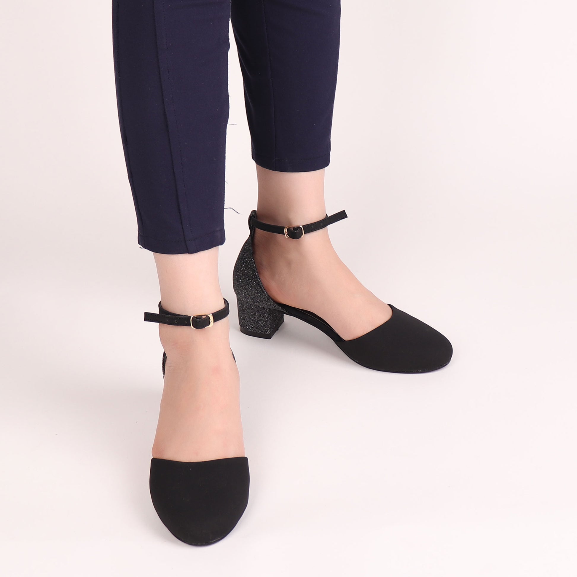 Foot Wear,The Black Glitter Block Heel - Cippele Multi Store