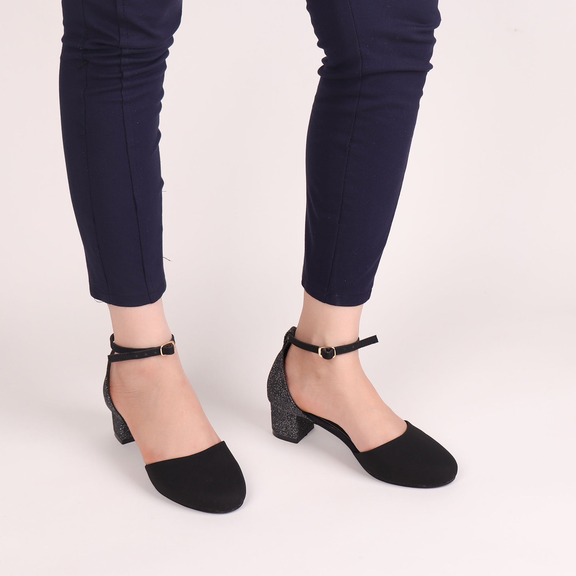 Foot Wear,The Black Glitter Block Heel - Cippele Multi Store