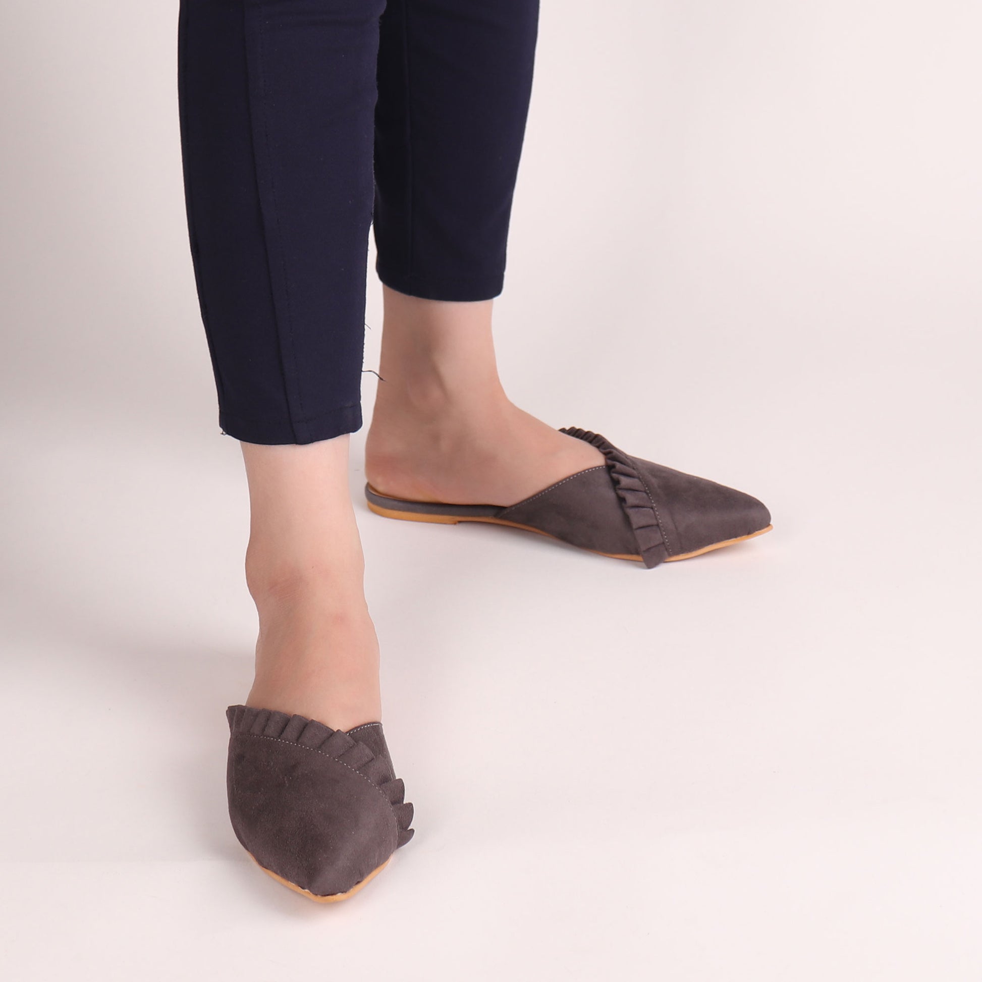 Foot Wear,The Suede Foliate Mule in Grey - Cippele Multi Store