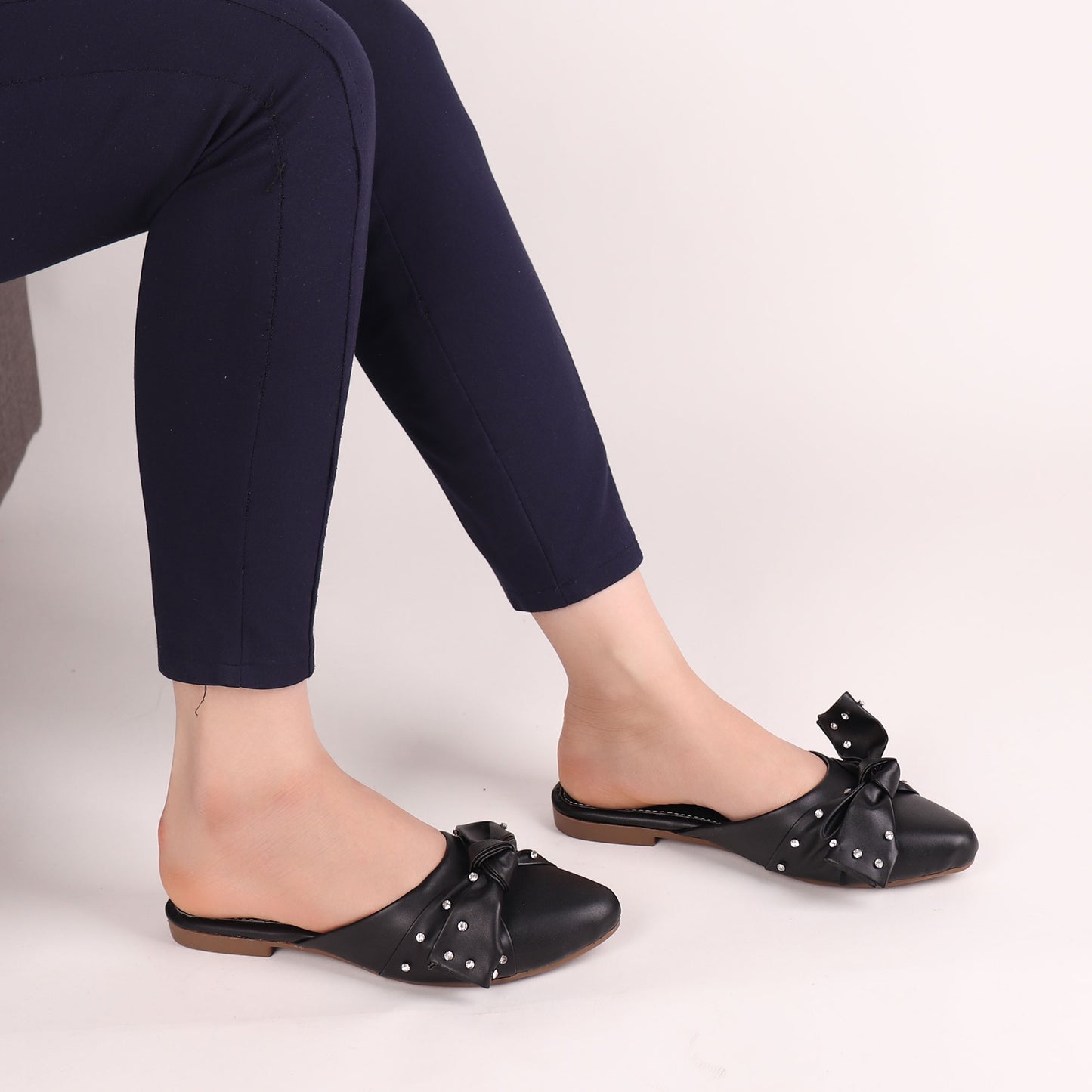 Foot Wear,The Kitten Bow Flats in Black - Cippele Multi Store