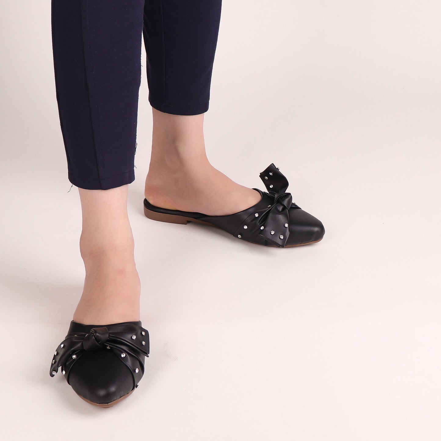 Foot Wear,The Kitten Bow Flats in Black - Cippele Multi Store