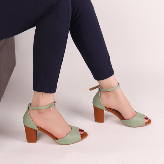 Foot Wear,The fashionista Block Heels In Green - Cippele Multi Store