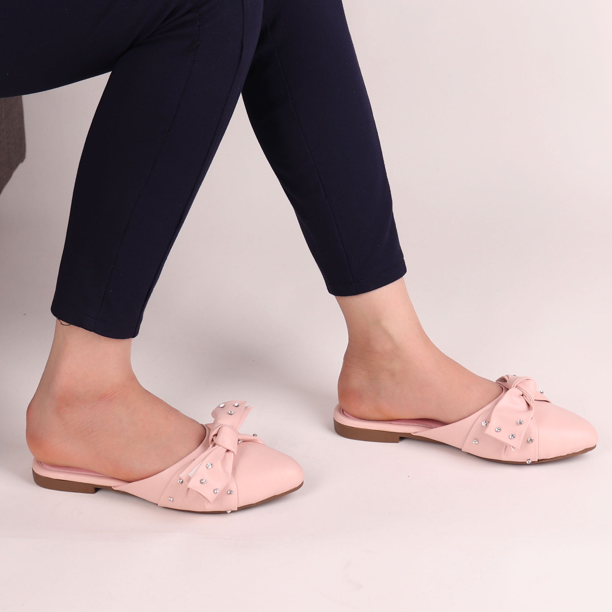 Foot Wear,The Kitten Bow Flats in Pink - Cippele Multi Store