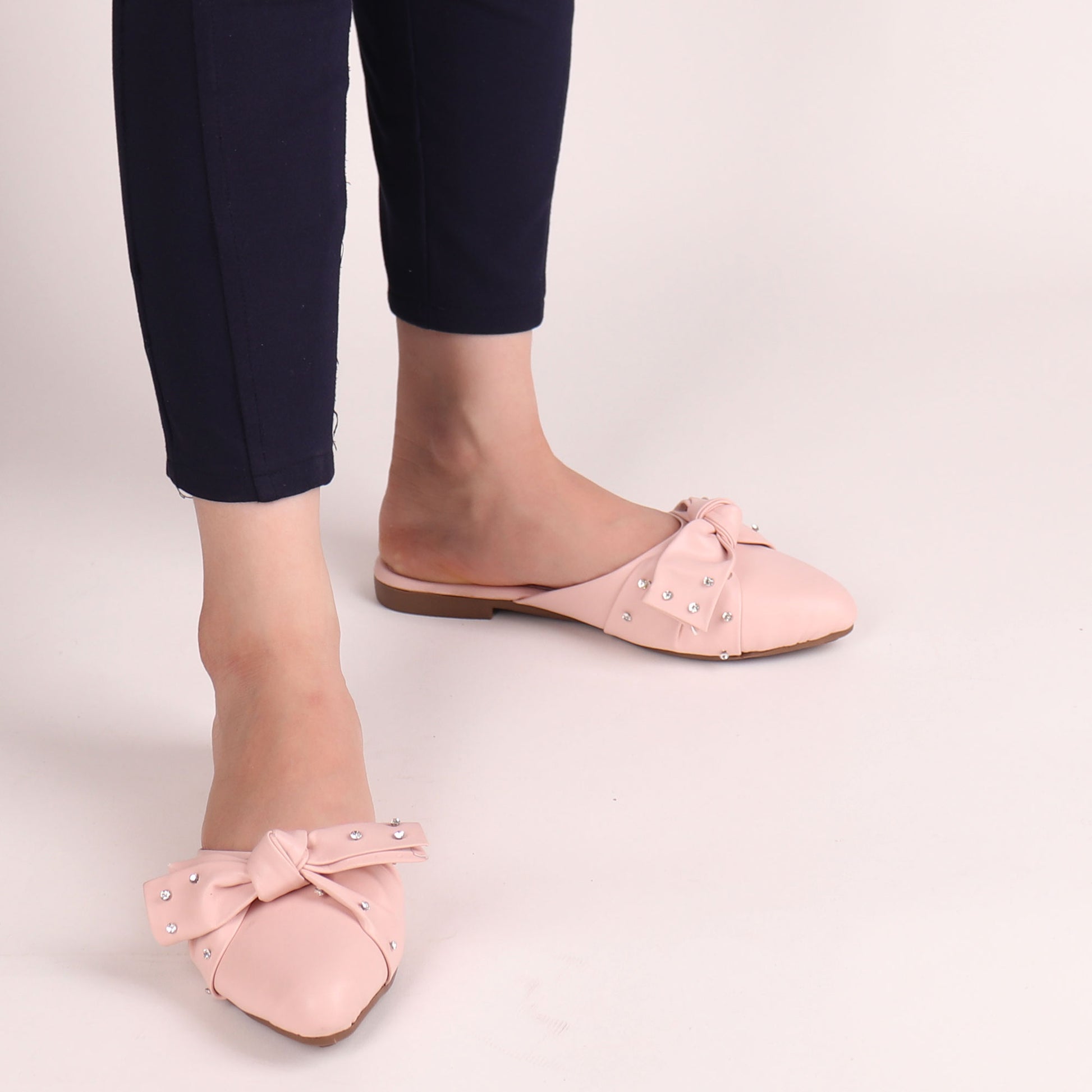 Foot Wear,The Kitten Bow Flats in Pink - Cippele Multi Store