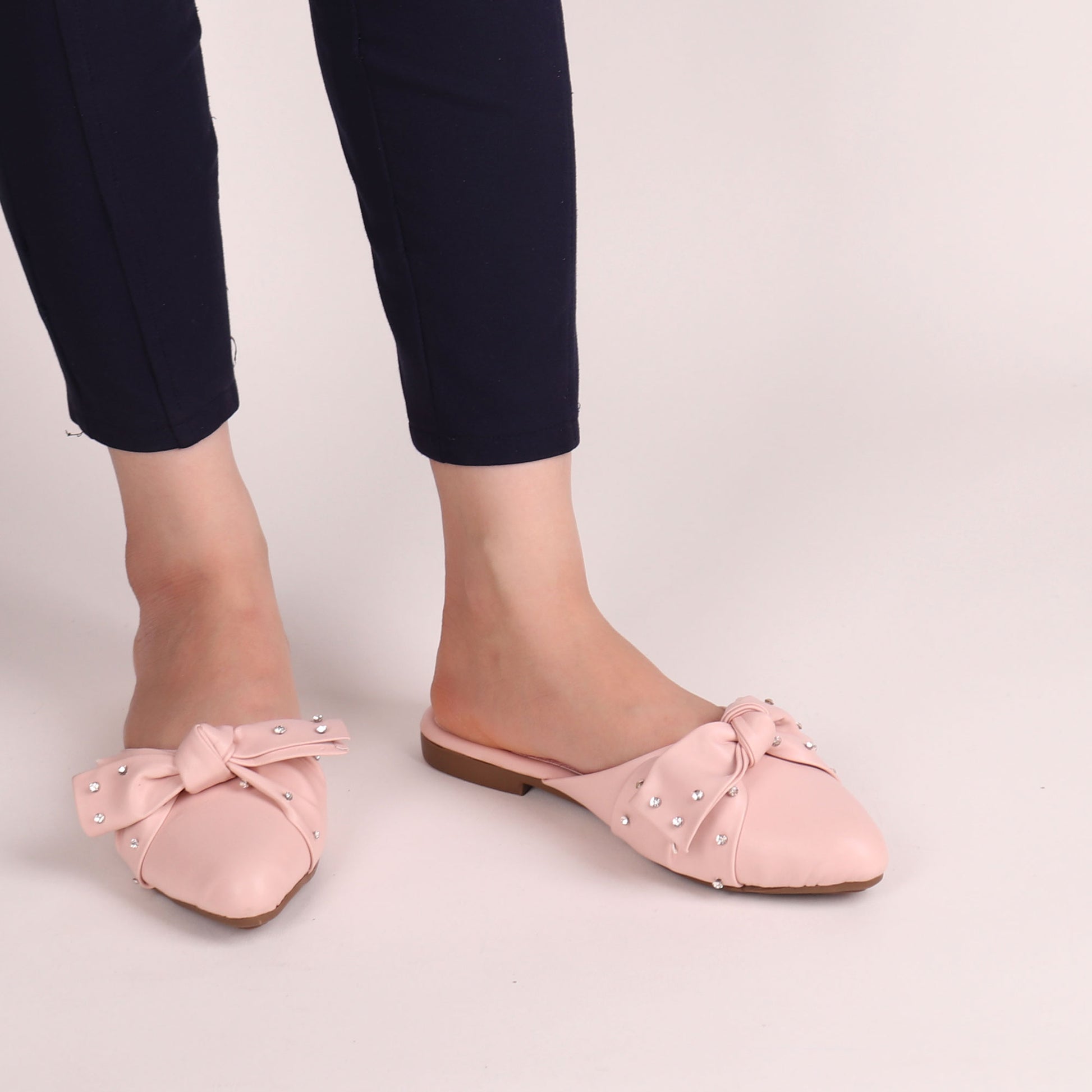 Foot Wear,The Kitten Bow Flats in Pink - Cippele Multi Store