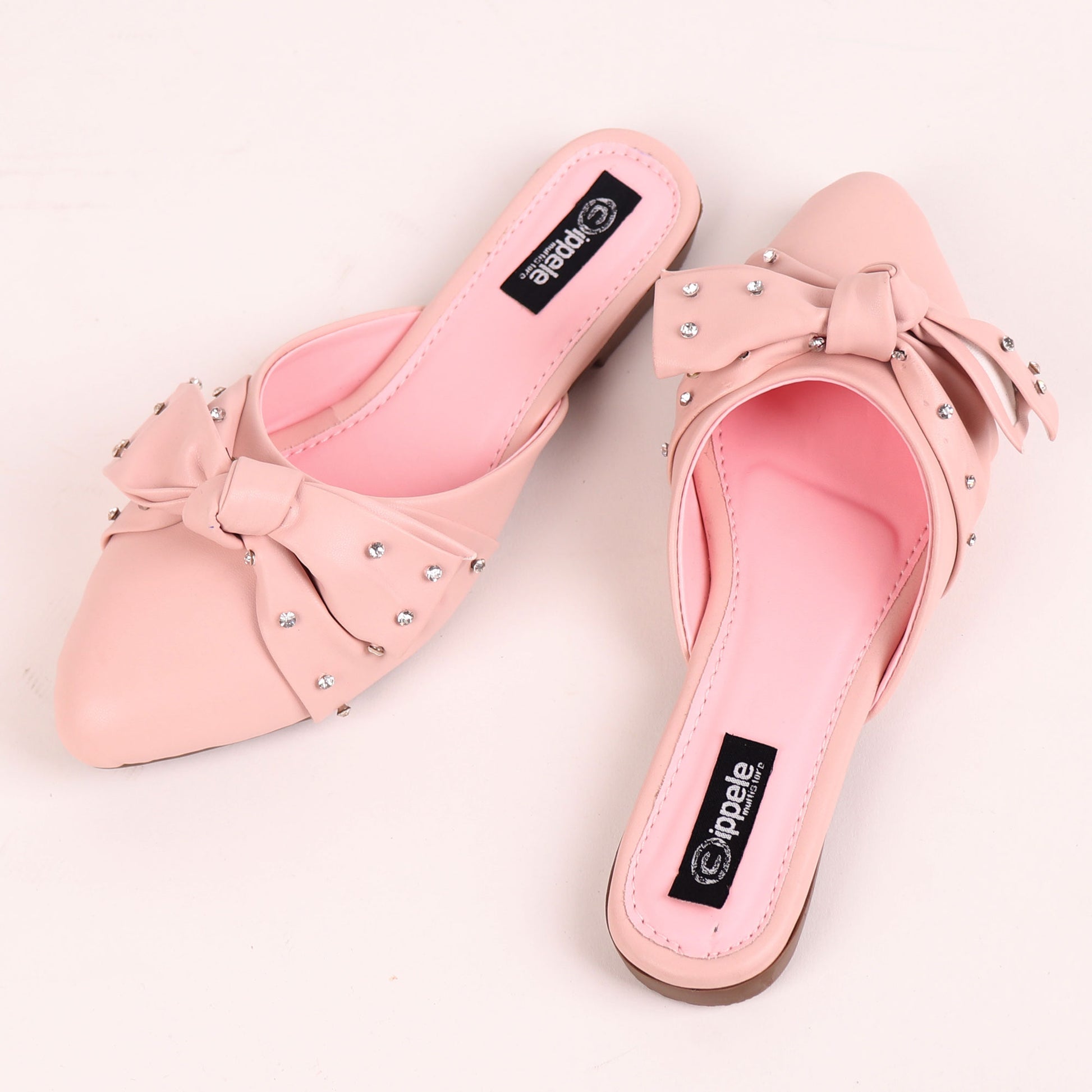 Foot Wear,The Kitten Bow Flats in Pink - Cippele Multi Store