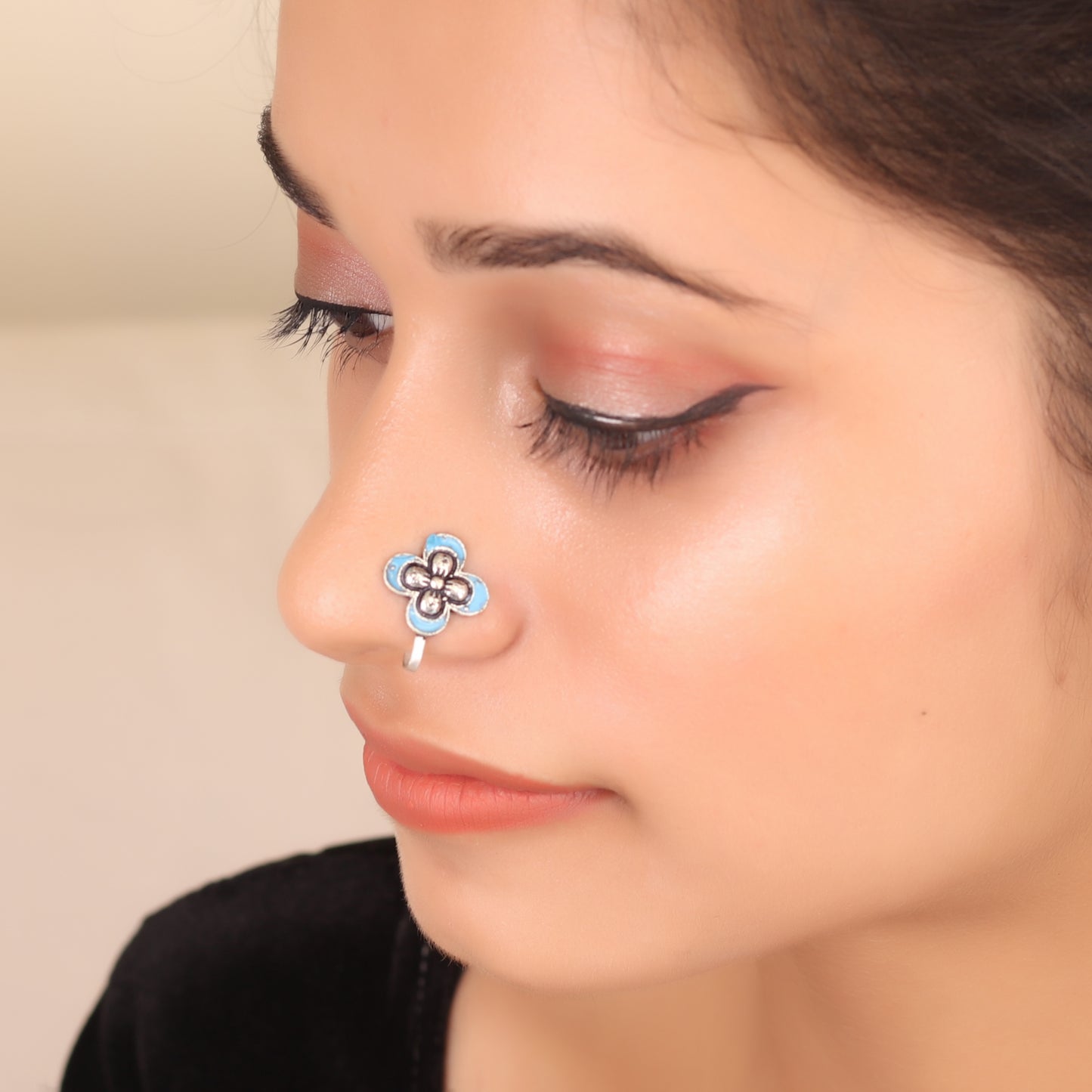 The Butterfly Nose Pin in Sky Blue