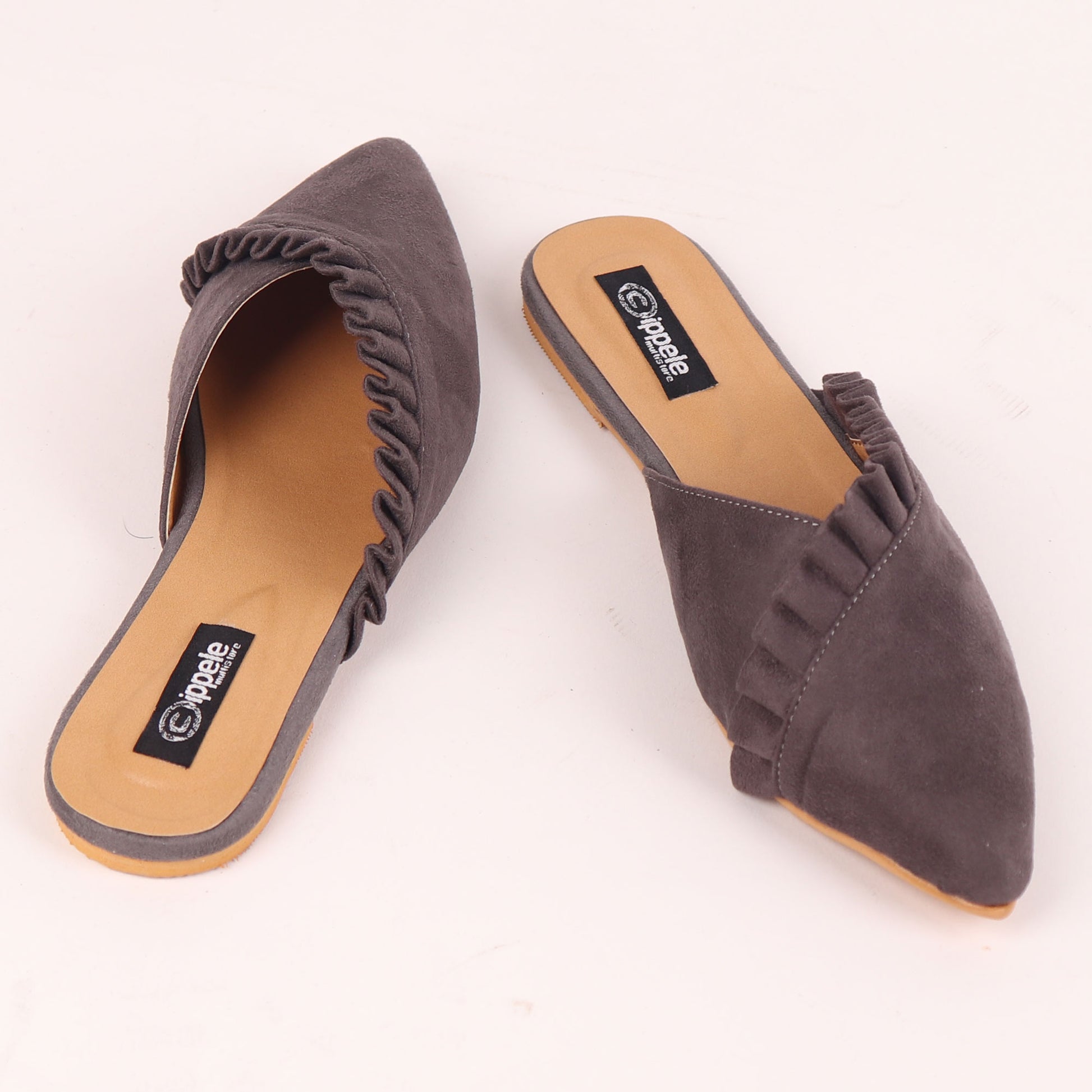 Foot Wear,The Suede Foliate Mule in Grey - Cippele Multi Store