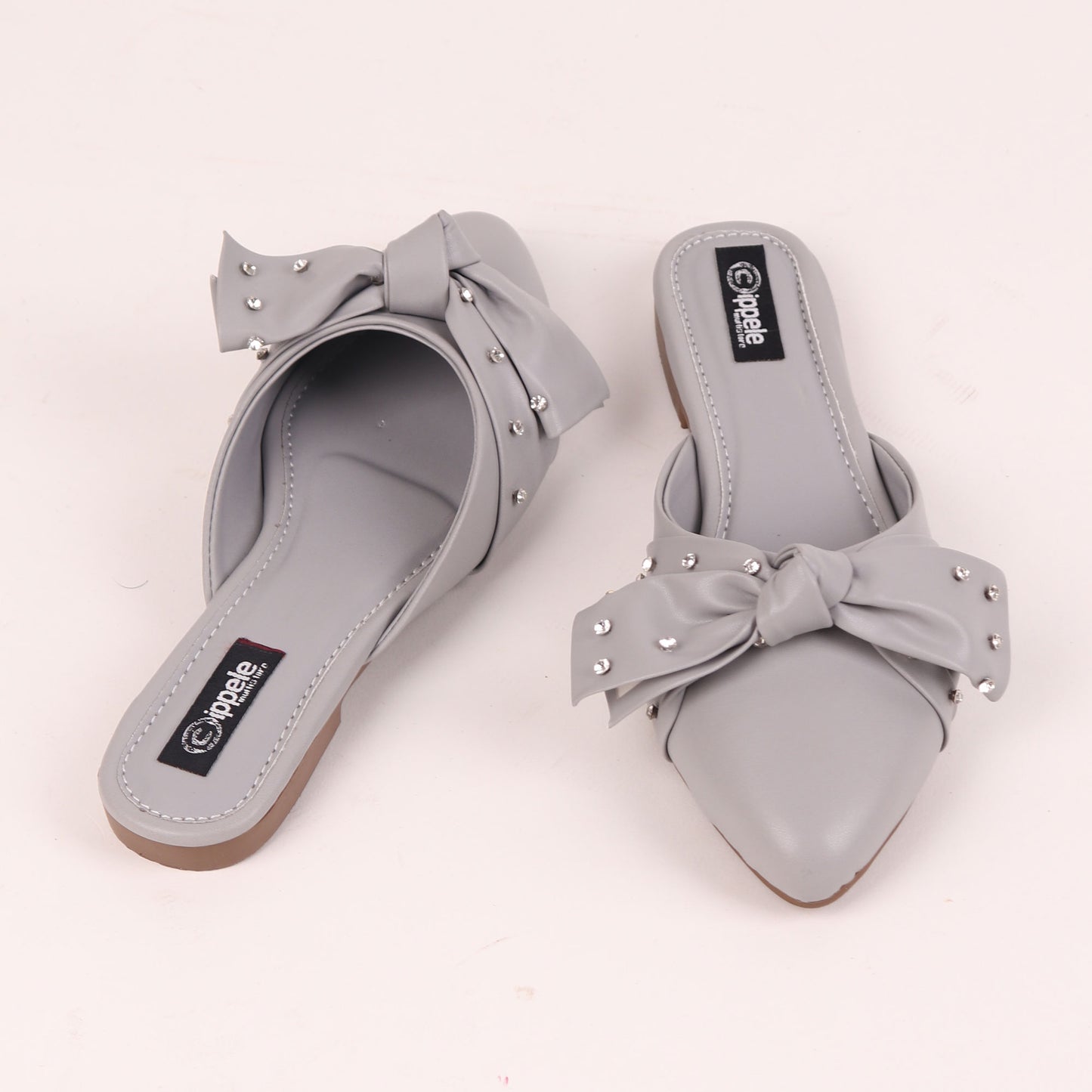 Foot Wear,The Kitten Bow Flats in Grey - Cippele Multi Store